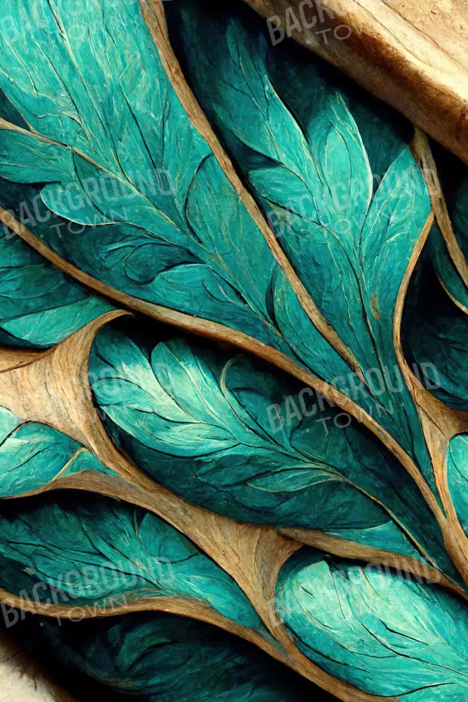 Teal Leaf 5’X8’ Ultracloth (60 X 96 Inch) Backdrop