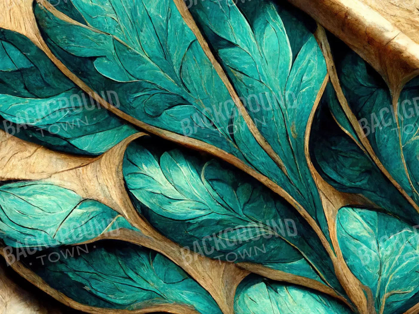 Teal Leaf 6’8’X5’ Fleece (80 X 60 Inch) Backdrop