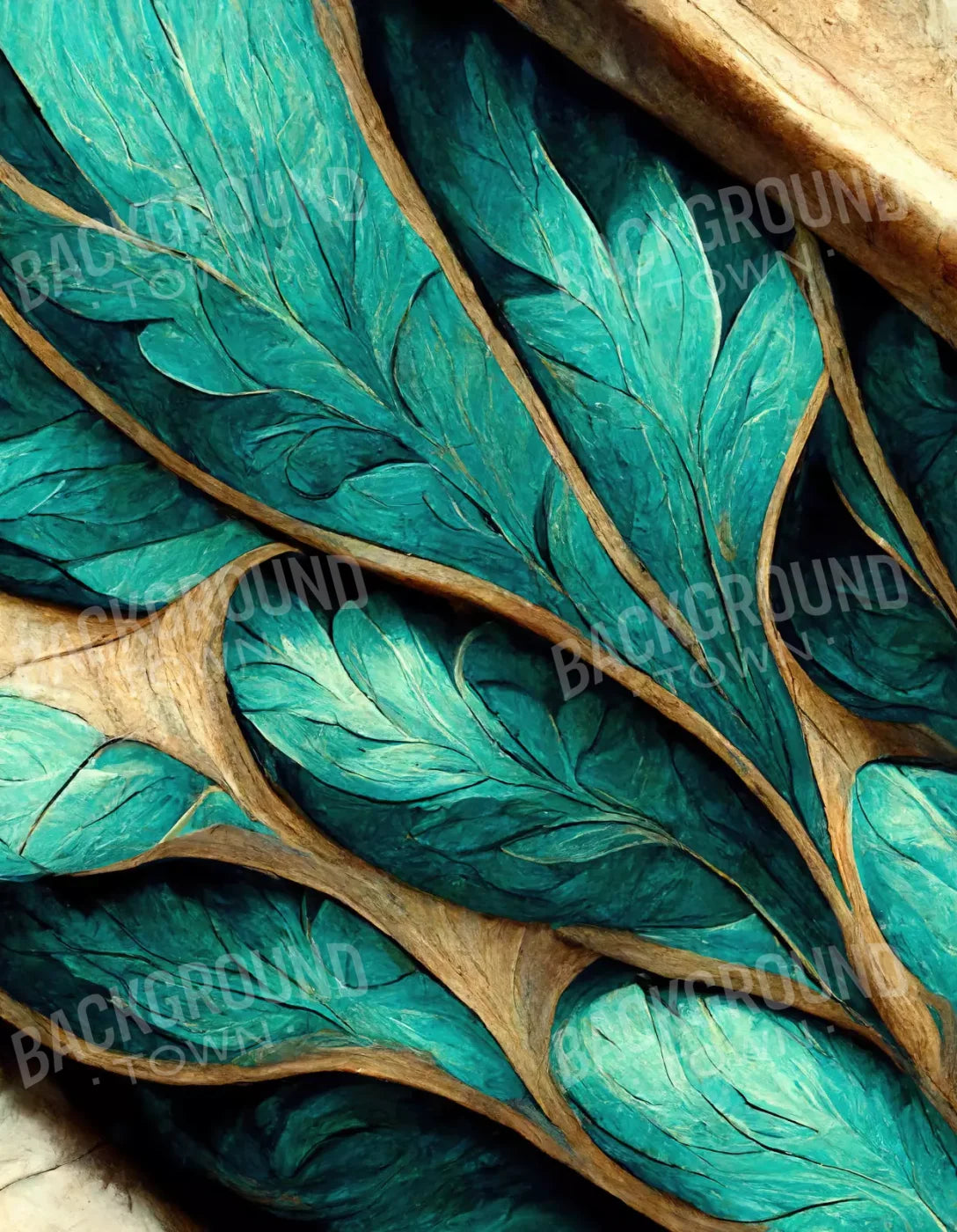 Teal Leaf 6’X8’ Fleece (72 X 96 Inch) Backdrop