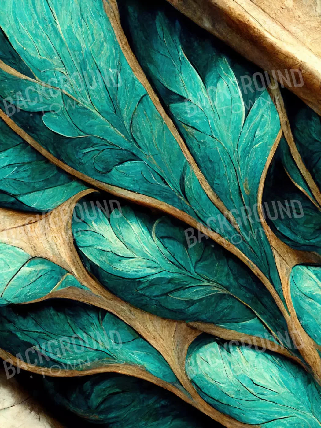 Teal Leaf 8’X10’ Fleece (96 X 120 Inch) Backdrop