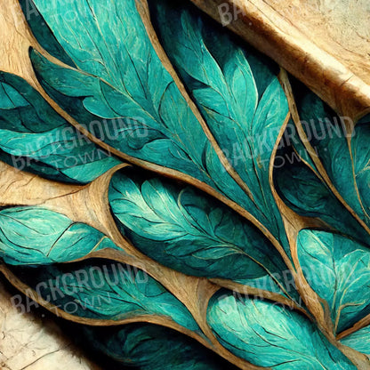 Teal Leaf 8’X8’ Fleece (96 X Inch) Backdrop