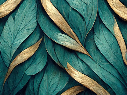 Teal Leaves 10’X8’ Fleece (120 X 96 Inch) Backdrop