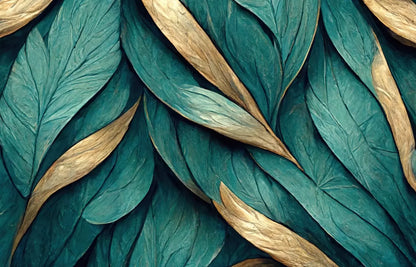 Teal Leaves 12’X8’ Ultracloth (144 X 96 Inch) Backdrop