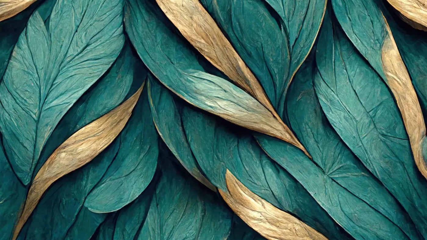 Teal Leaves 14’X8’ Ultracloth (168 X 96 Inch) Backdrop