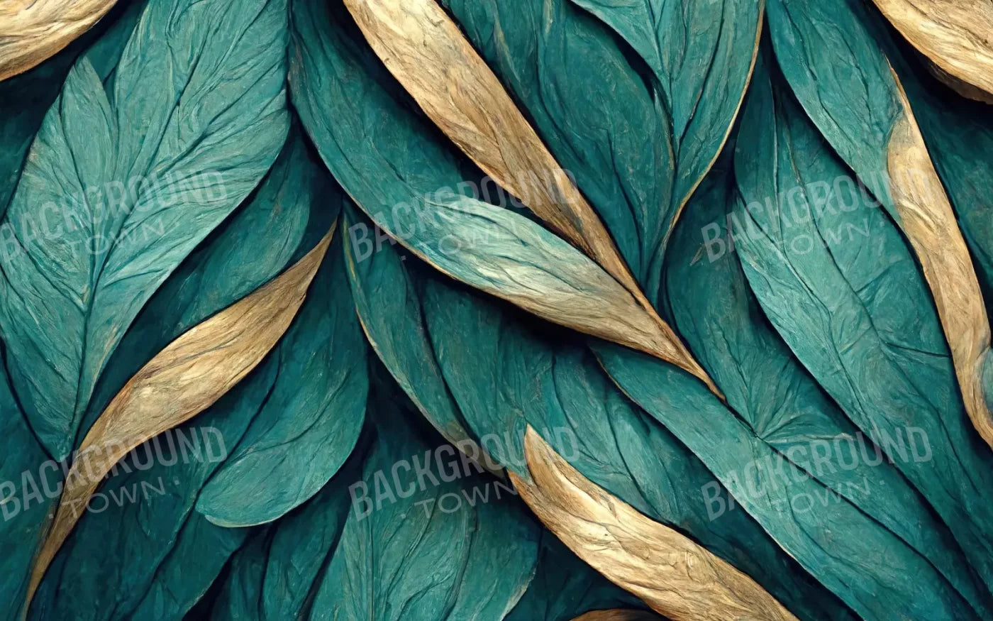 Teal Leaves 14’X9’ Ultracloth (168 X 108 Inch) Backdrop