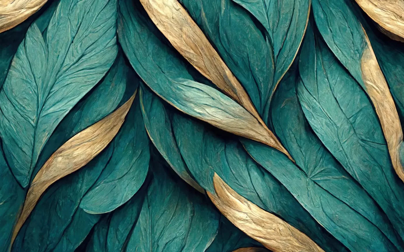 Teal Leaves 14’X9’ Ultracloth (168 X 108 Inch) Backdrop