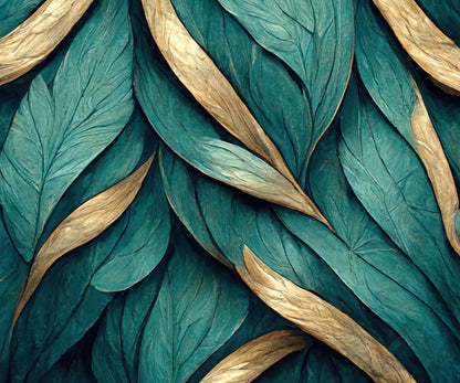 Teal Leaves 5’X4’2’ Fleece (60 X 50 Inch) Backdrop