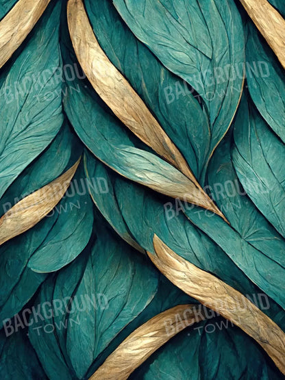 Teal Leaves 5’X6’8’ Fleece (60 X 80 Inch) Backdrop