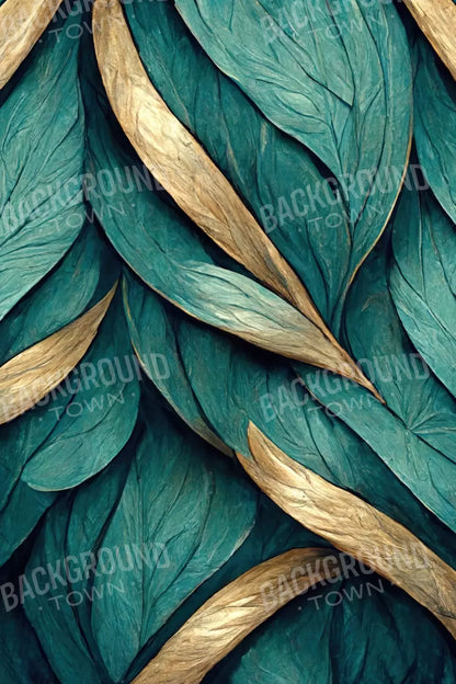 Teal Leaves 5’X8’ Ultracloth (60 X 96 Inch) Backdrop