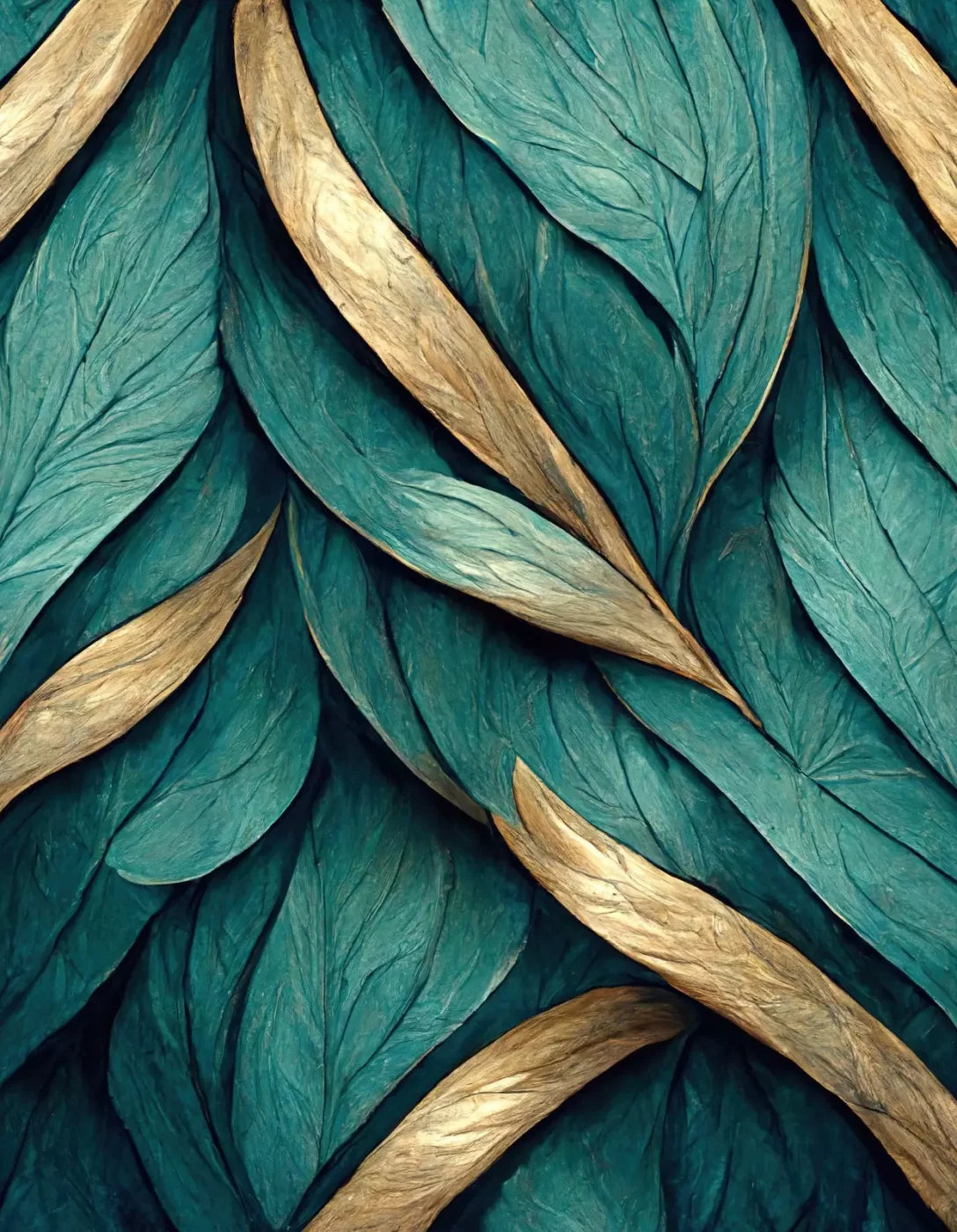 Teal Leaves 6’X8’ Fleece (72 X 96 Inch) Backdrop
