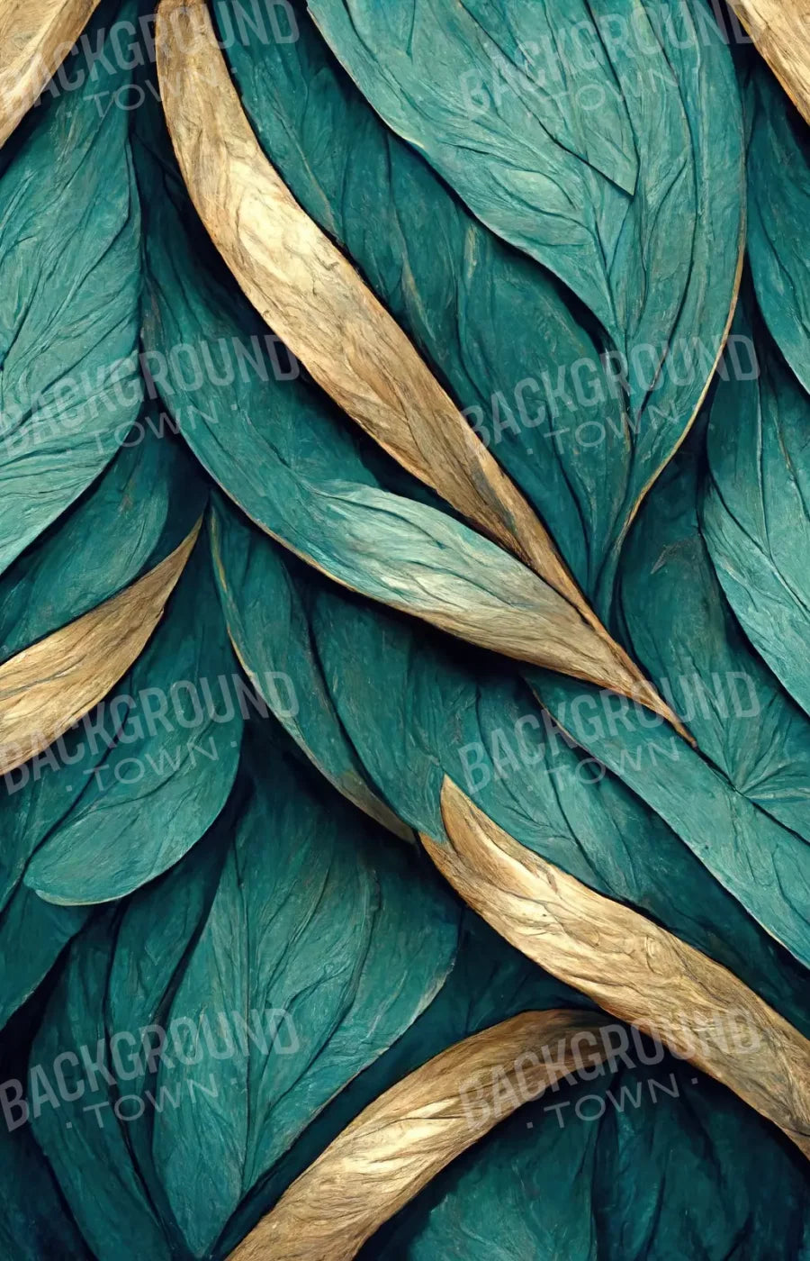 Teal Leaves 8’X12’ Ultracloth (96 X 144 Inch) Backdrop