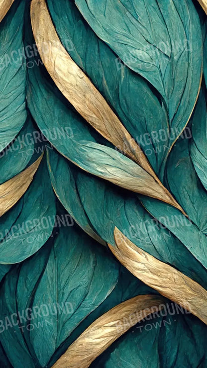 Teal Leaves 8’X14’ Ultracloth (96 X 168 Inch) Backdrop