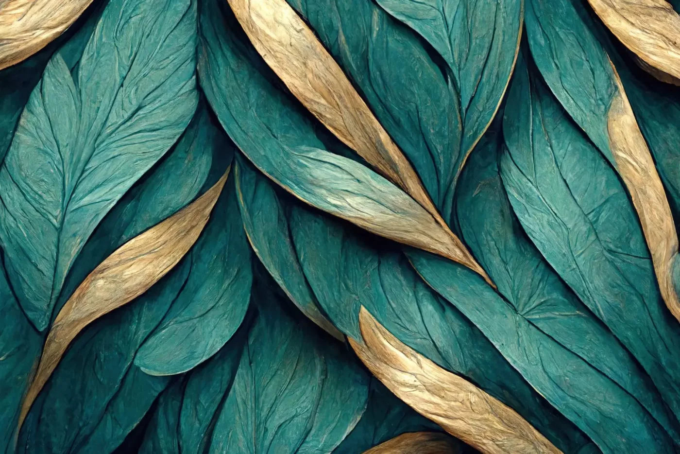 Teal Leaves 8’X5’ Ultracloth (96 X 60 Inch) Backdrop
