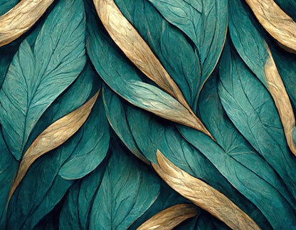 Teal Leaves 8’X6’ Fleece (96 X 72 Inch) Backdrop
