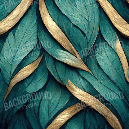 Teal Leaves 8’X8’ Fleece (96 X Inch) Backdrop