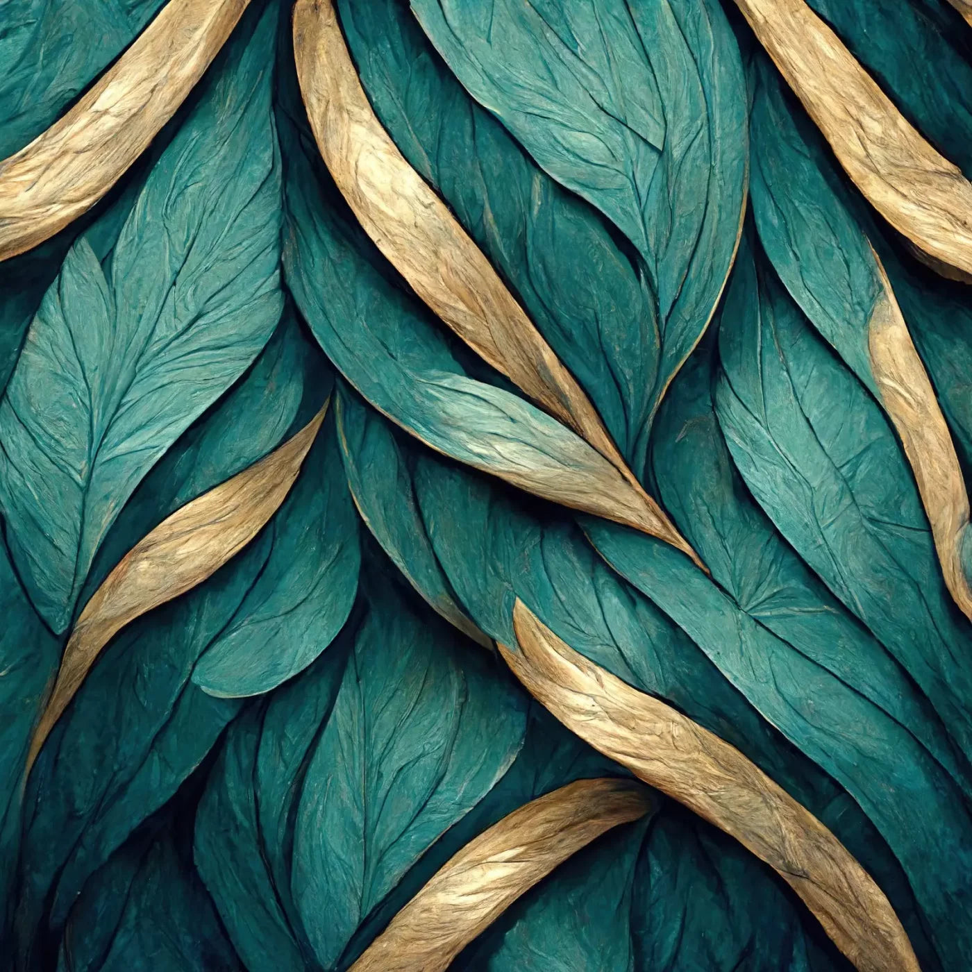 Teal Leaves 8’X8’ Fleece (96 X Inch) Backdrop