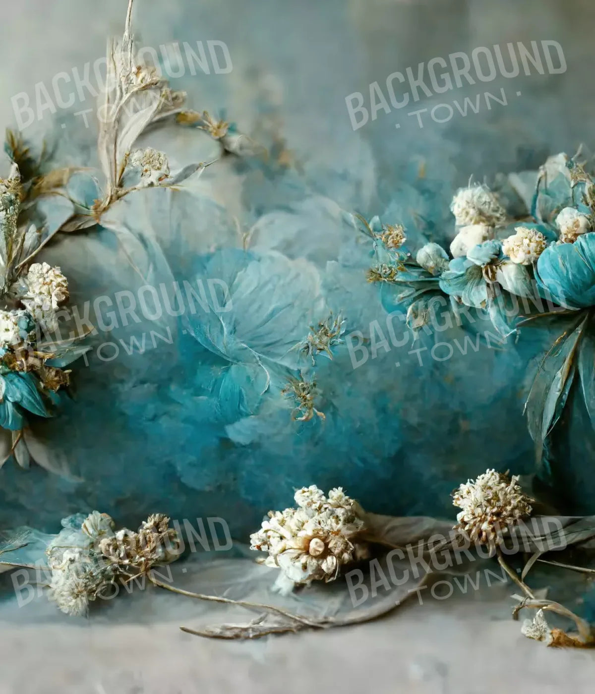 Teal Me Floral 10’X12’ Ultracloth (120 X 144 Inch) Backdrop