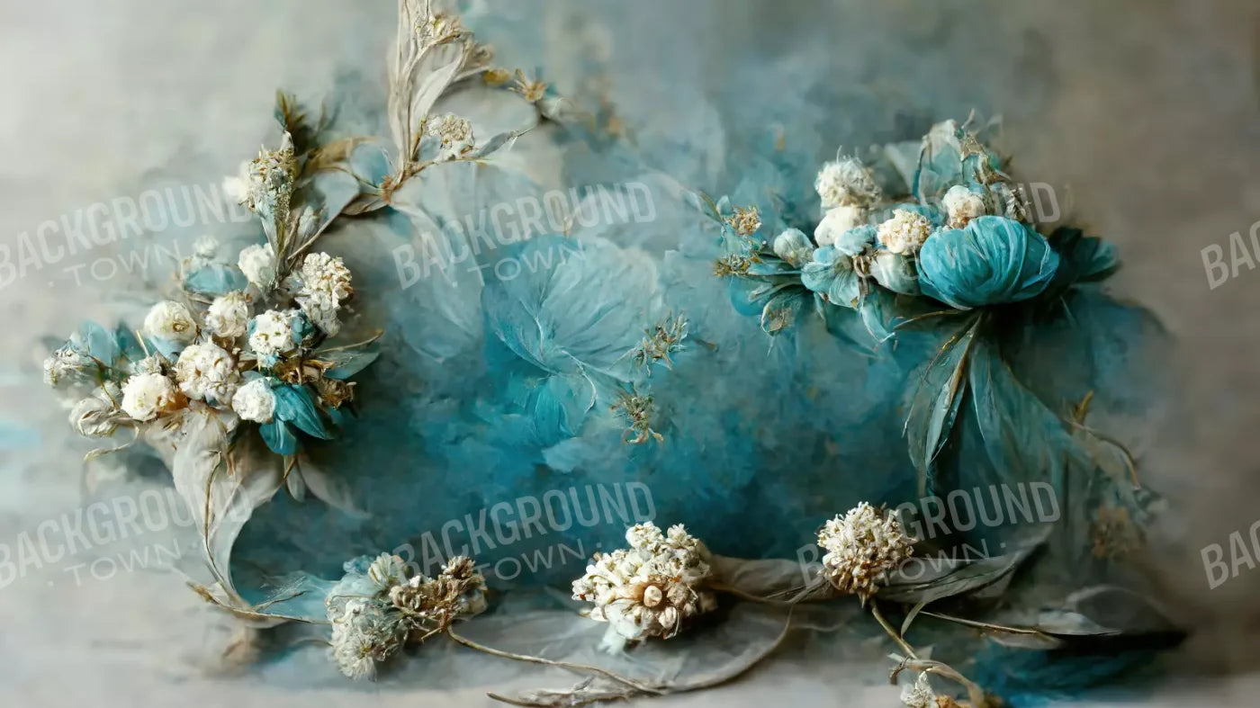 Teal Me Floral 14’X8’ Ultracloth (168 X 96 Inch) Backdrop