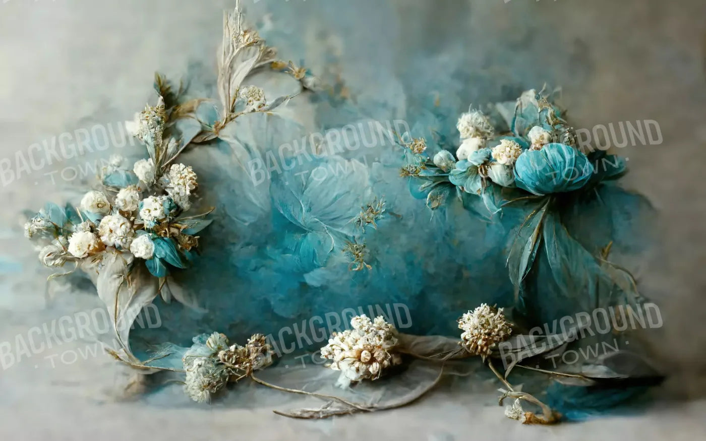 Teal Me Floral 14’X9’ Ultracloth (168 X 108 Inch) Backdrop