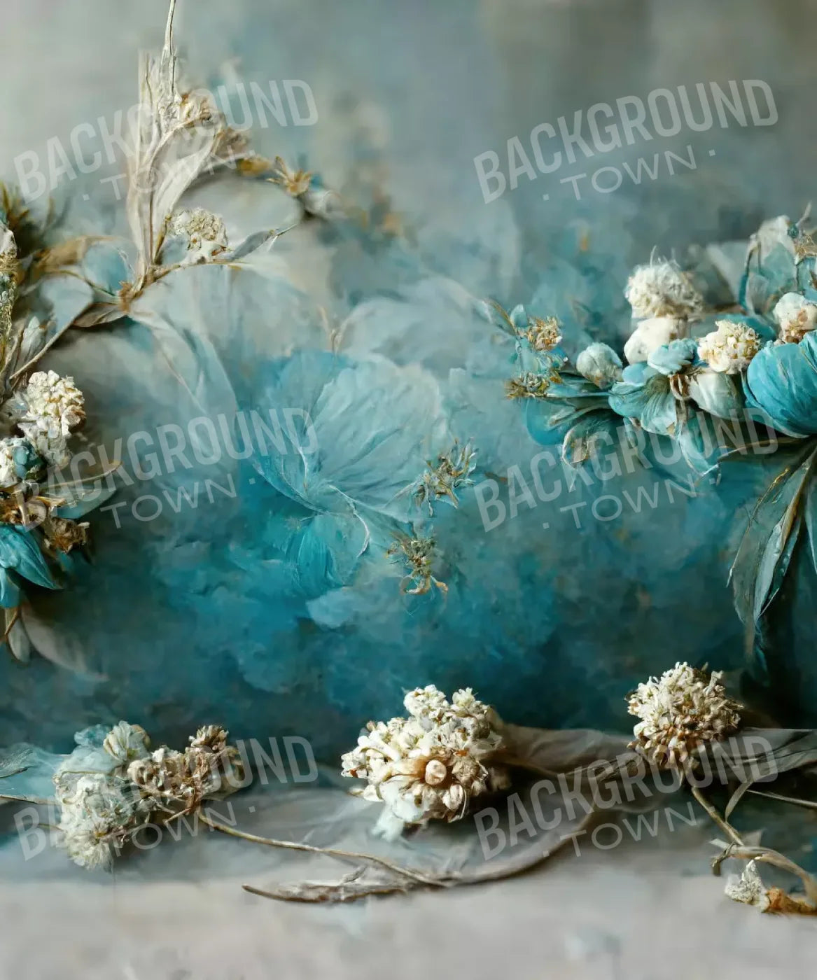 Blue Floral Backdrop for Photography