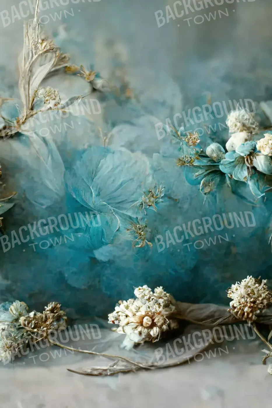 Teal Me Floral 5’X8’ Ultracloth (60 X 96 Inch) Backdrop