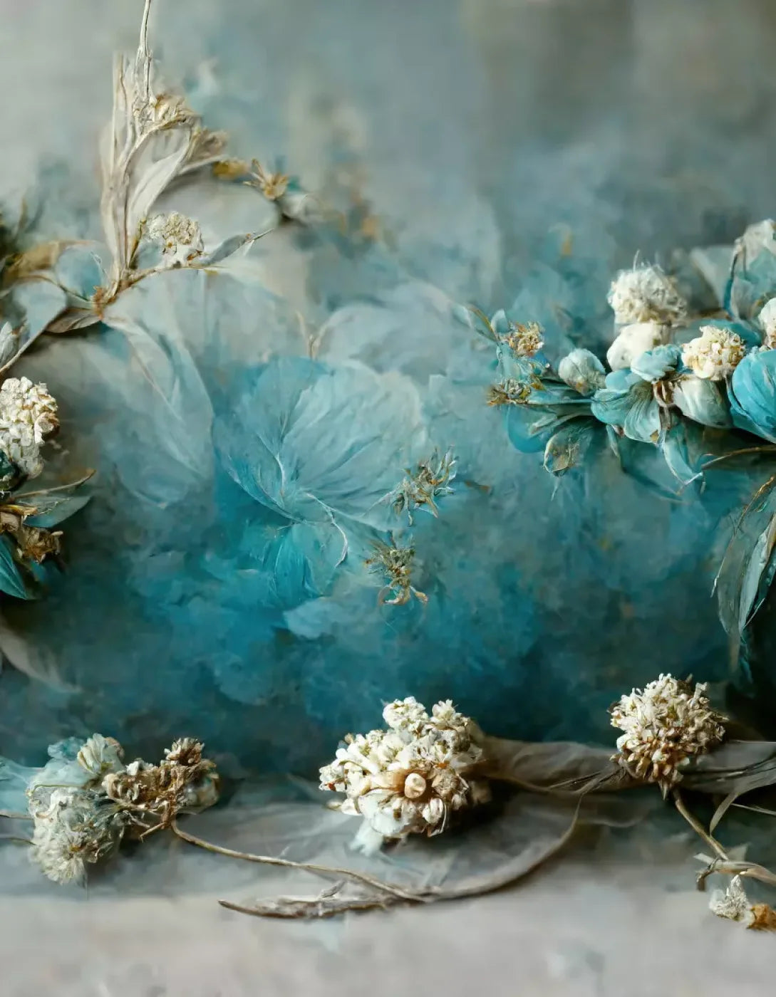 Teal Me Floral 6’X8’ Fleece (72 X 96 Inch) Backdrop