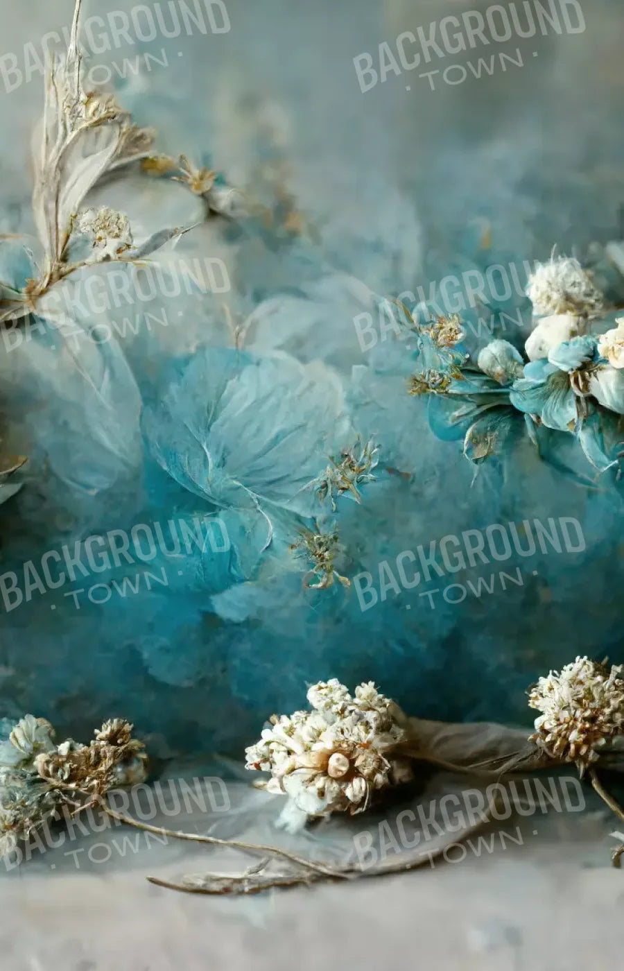 Teal Me Floral 8’X12’ Ultracloth (96 X 144 Inch) Backdrop