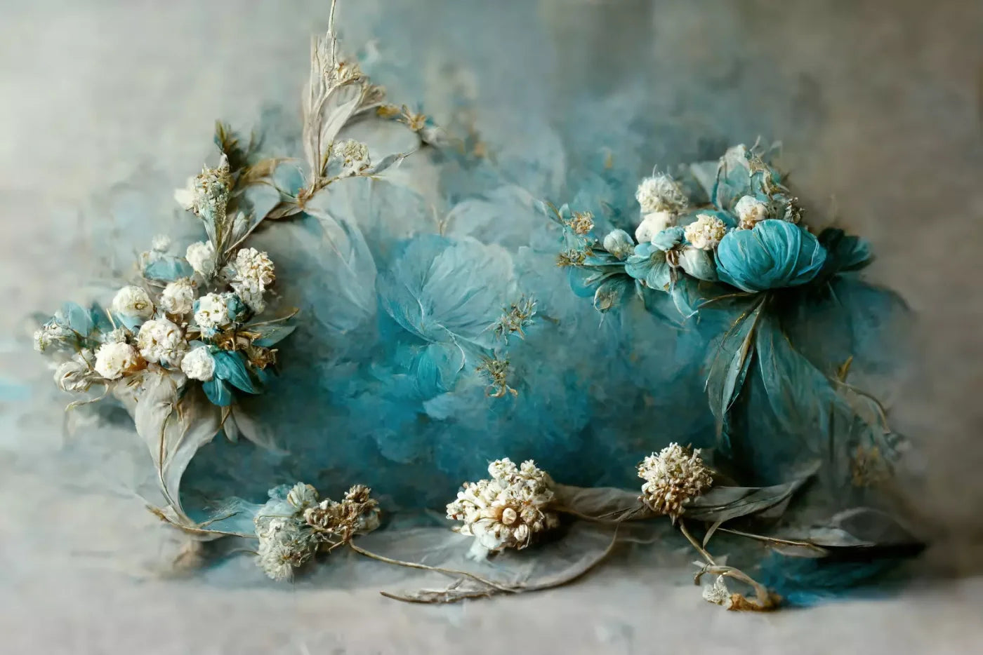 Teal Me Floral 8’X5’ Ultracloth (96 X 60 Inch) Backdrop