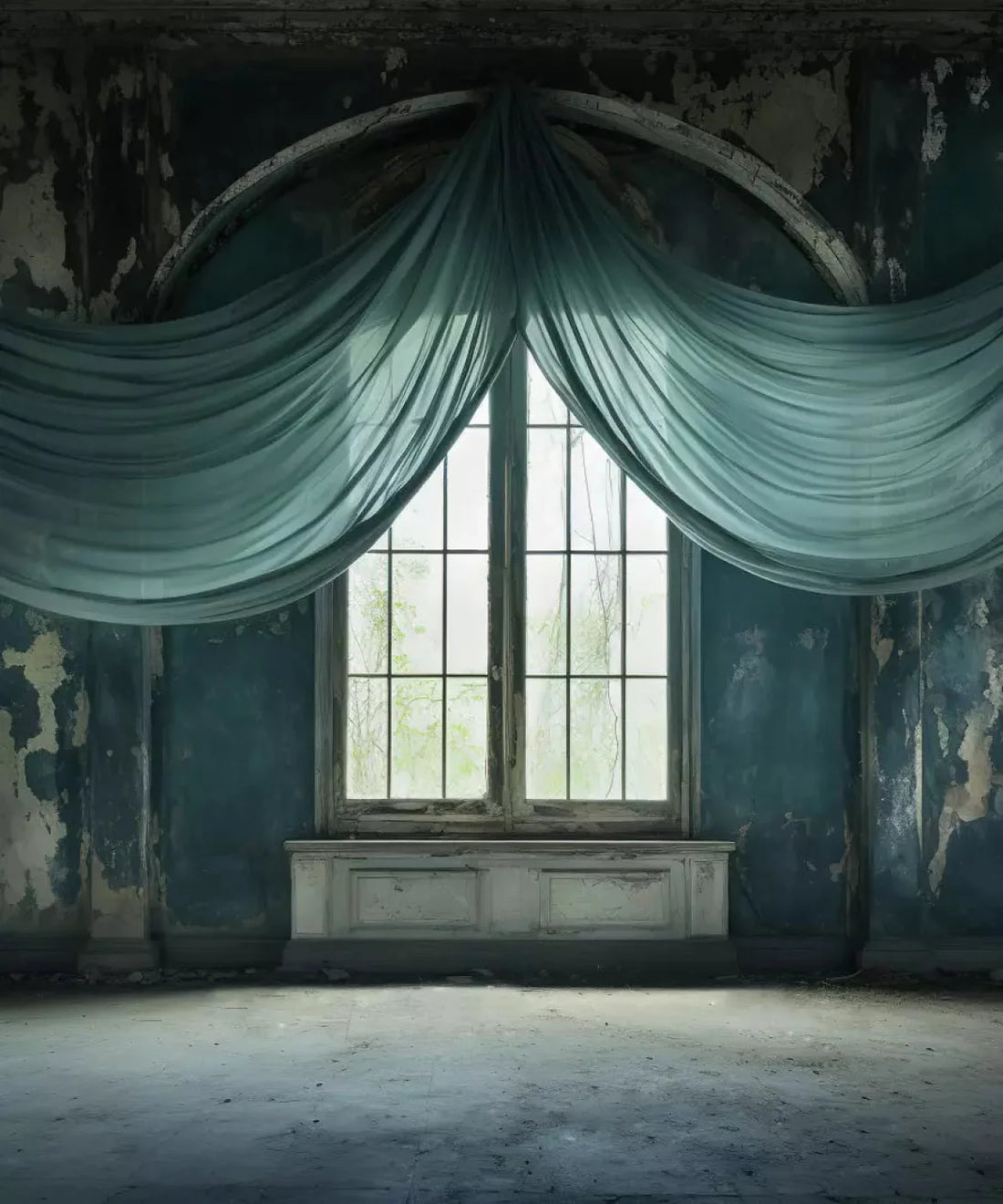 Abandoned Teal Ballroom Backdrop for Photography