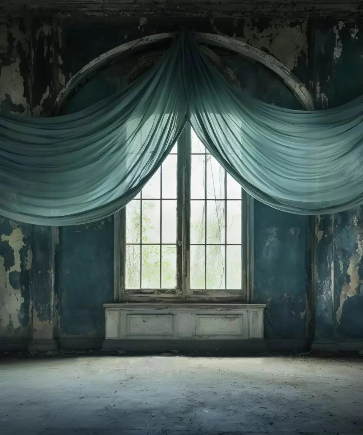 Abandoned Teal Ballroom Backdrop for Photography
