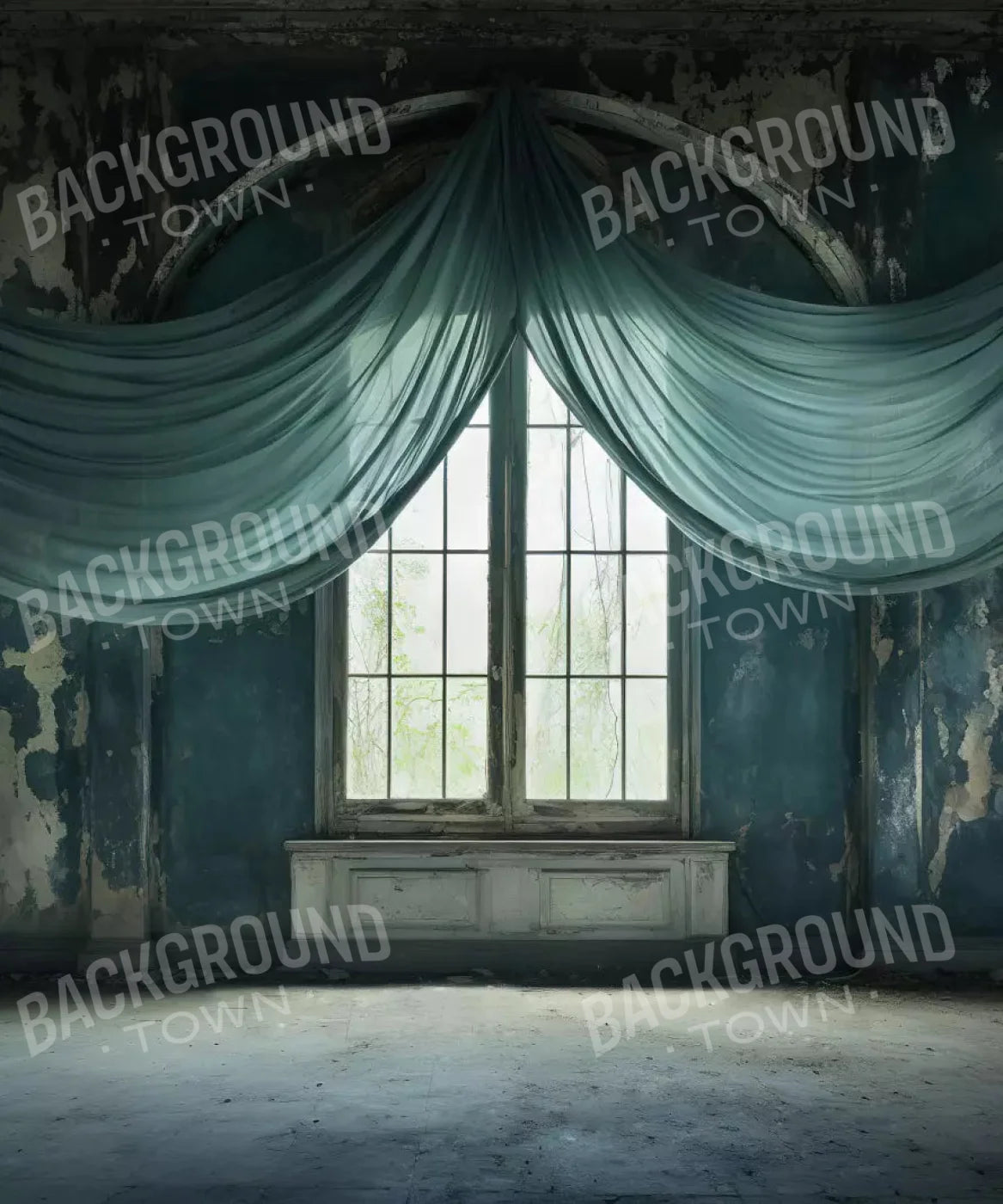 Abandoned Teal Ballroom Backdrop for Photography