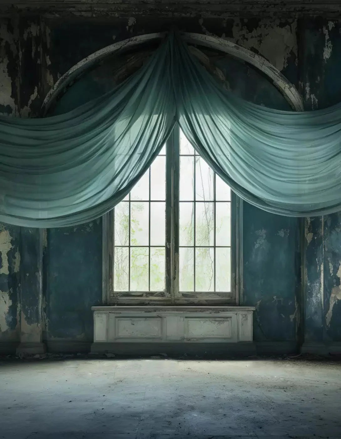 Teal Room 6X8 Fleece ( 72 X 96 Inch ) Backdrop