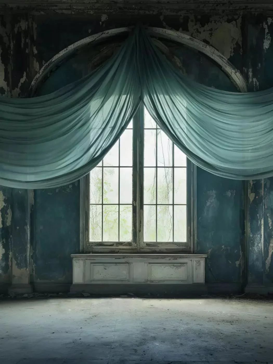 Teal Room 8X10 Fleece ( 96 X 120 Inch ) Backdrop