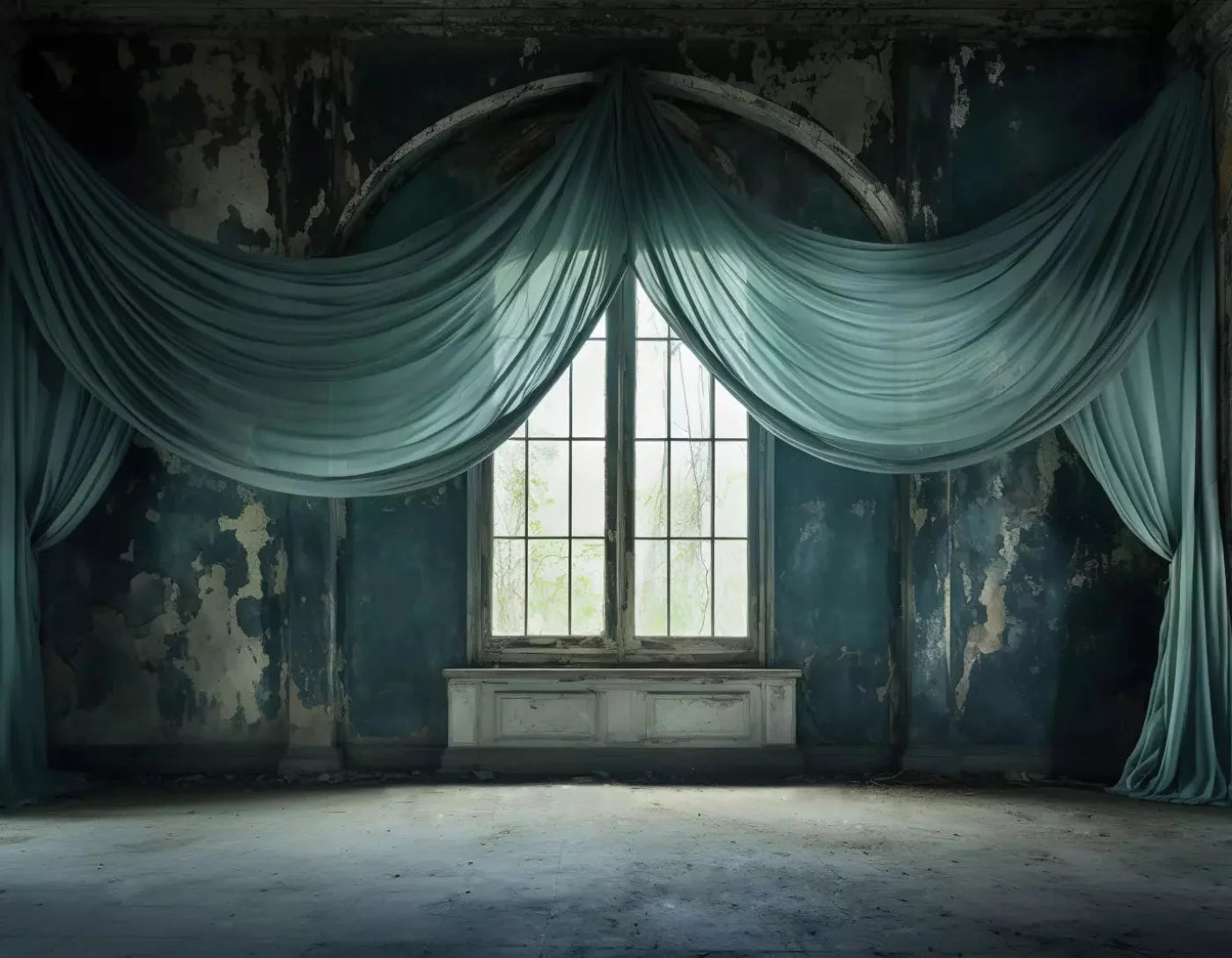 Teal Room 8X6 Fleece ( 96 X 72 Inch ) Backdrop