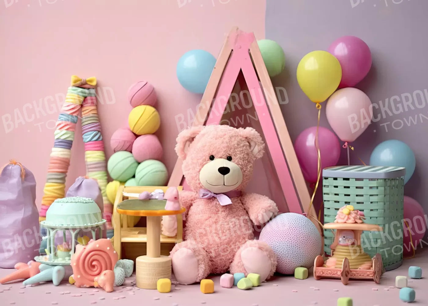 Teddy Bear Picnic 1 7’X5’ Ultracloth (84 X 60 Inch) Backdrop