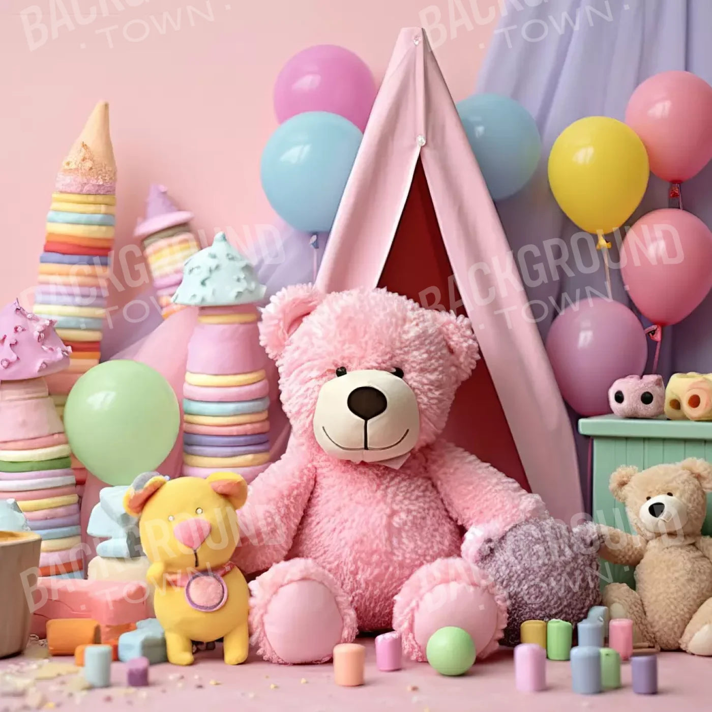 Teddy Bear Picnic 2 10’X10’ Ultracloth (120 X Inch) Backdrop