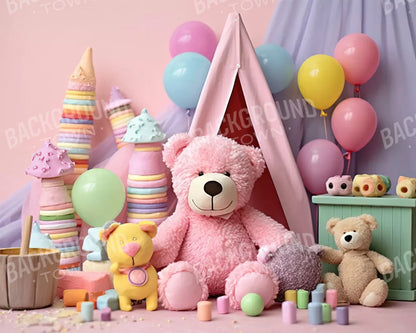 Teddy Bear Picnic 2 10’X8’ Fleece (120 X 96 Inch) Backdrop