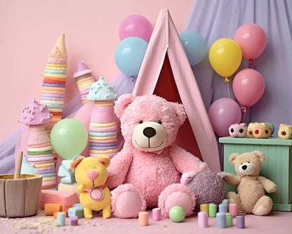 Teddy Bear Picnic 2 10’X8’ Fleece (120 X 96 Inch) Backdrop
