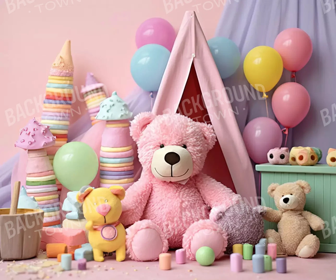 Teddy Bear Picnic 2 12’X10’ Ultracloth (144 X 120 Inch) Backdrop