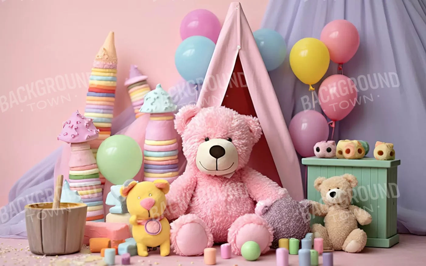 Teddy Bear Picnic 2 16’X10’ Ultracloth (192 X 120 Inch) Backdrop