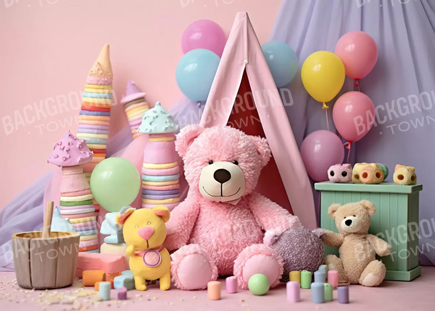 Teddy Bear Picnic 2 7’X5’ Ultracloth (84 X 60 Inch) Backdrop