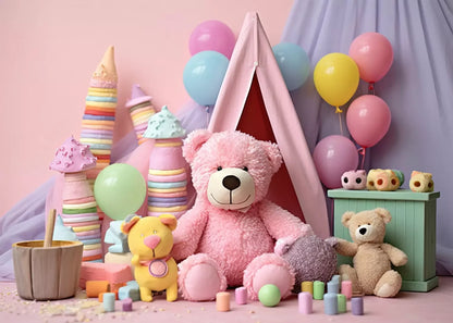 Teddy Bear Picnic 2 7’X5’ Ultracloth (84 X 60 Inch) Backdrop