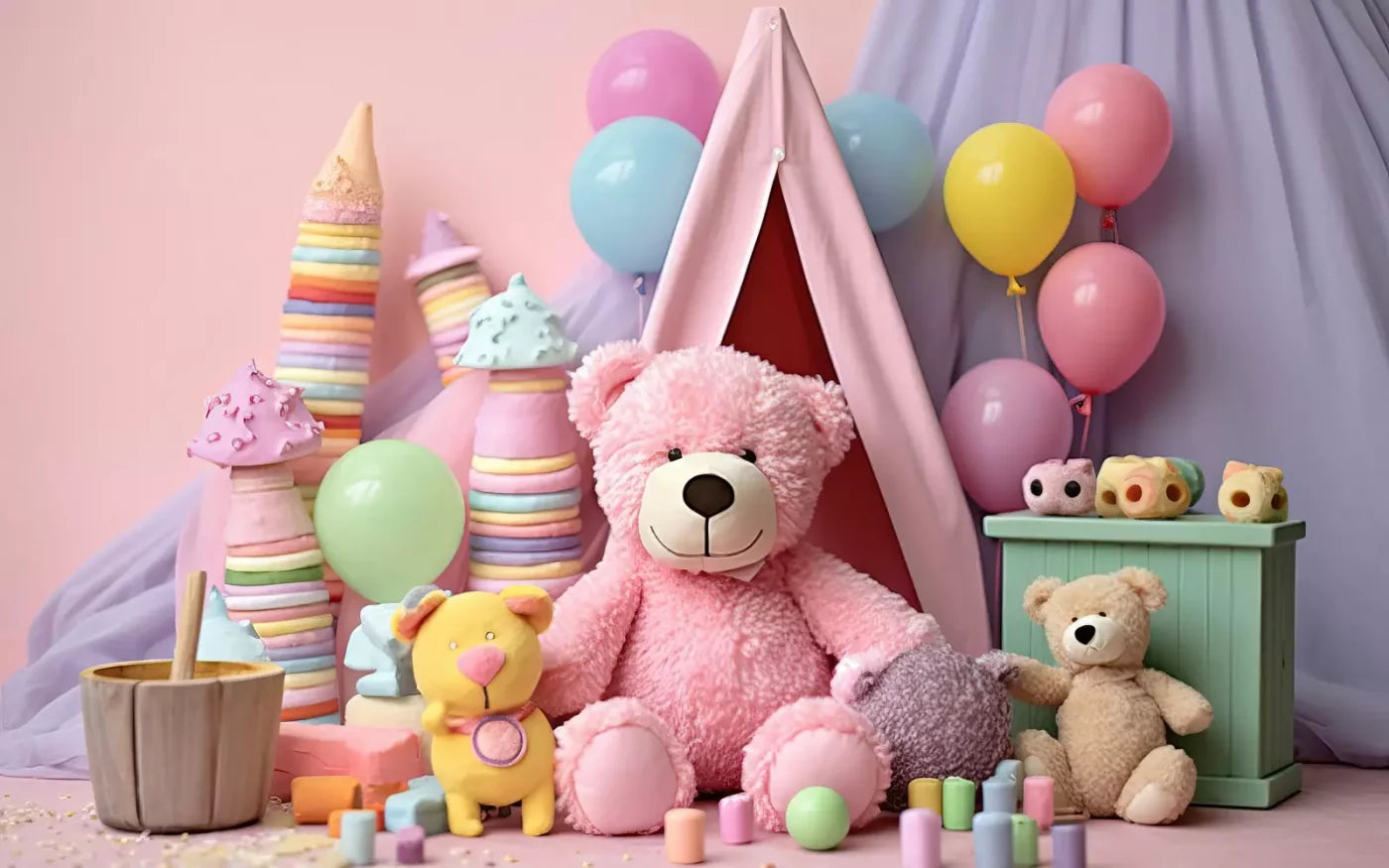 Teddy Bear Picnic 2 8’X5’ Ultracloth (96 X 60 Inch) Backdrop