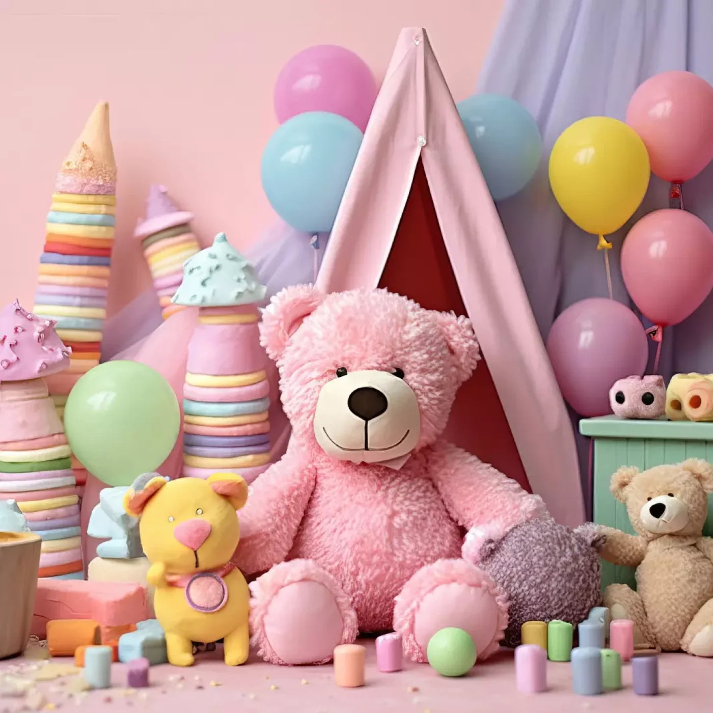 Teddy Bear Picnic 2 8’X8’ Fleece (96 X Inch) Backdrop