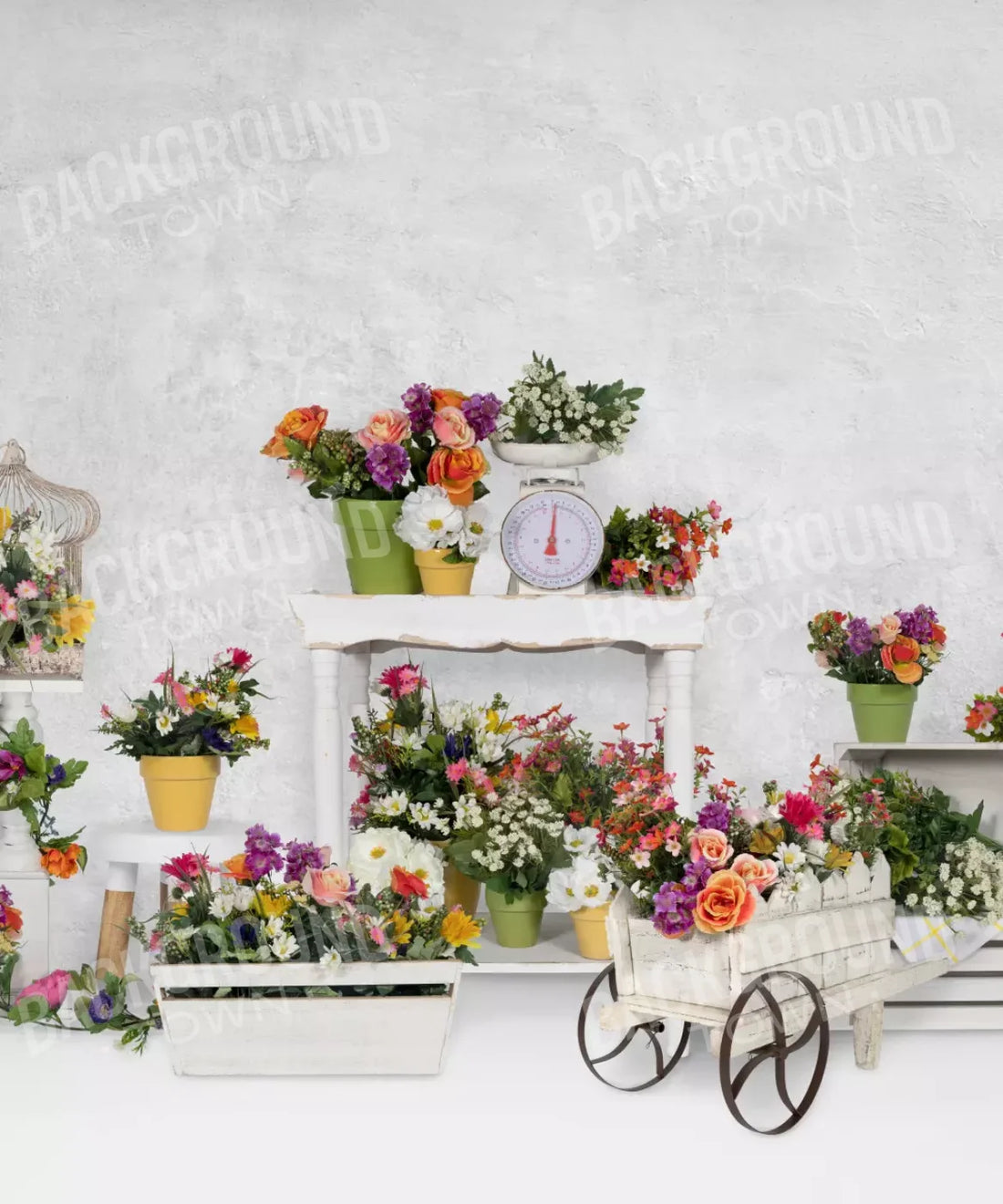 White Floral Backdrop for Photography