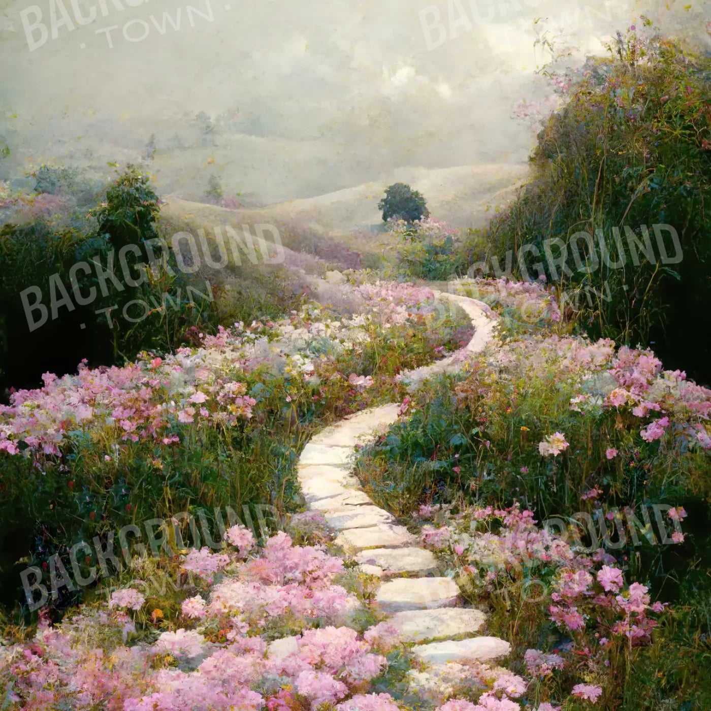 The Pathway In Pink 10X10 Ultracloth ( 120 X Inch ) Backdrop