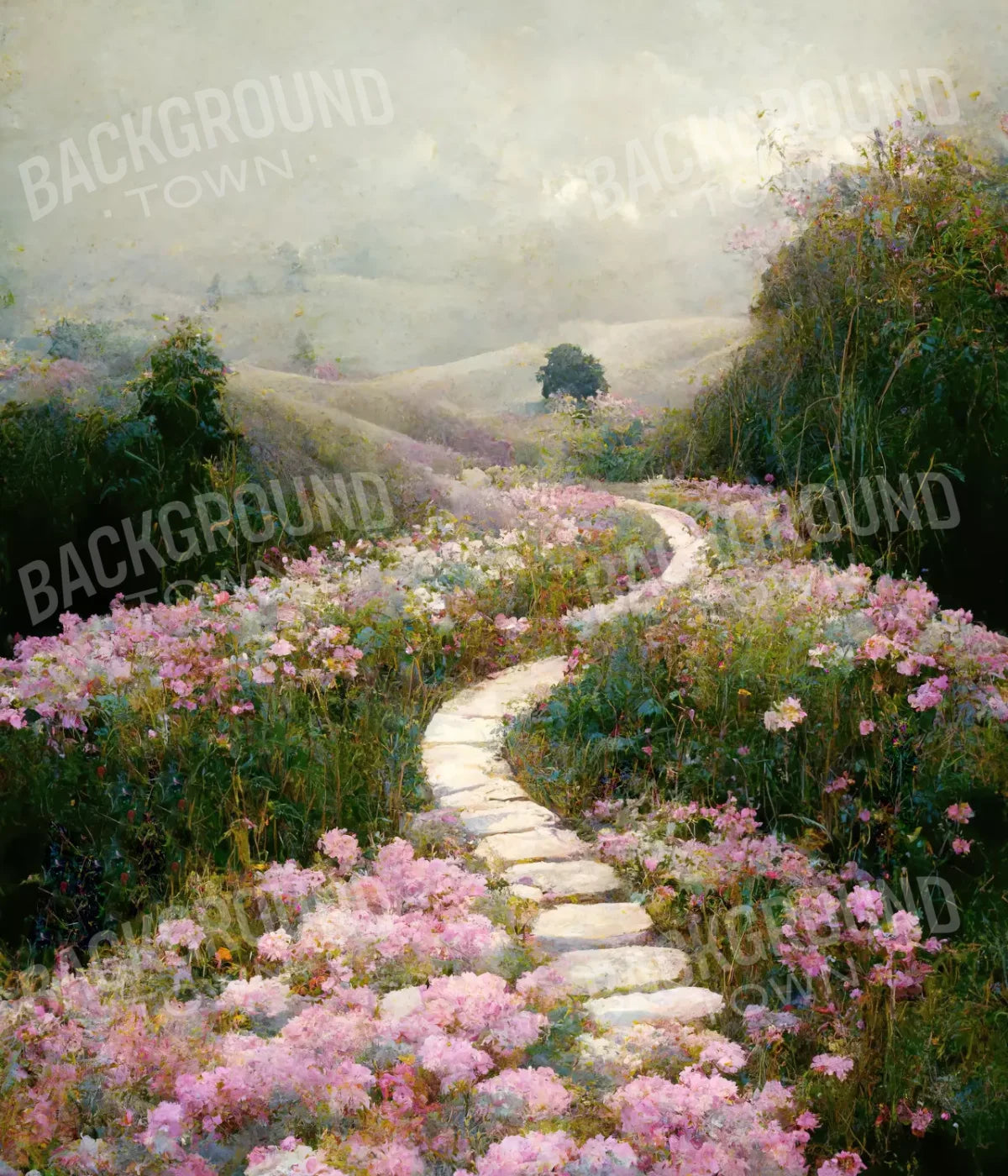 The Pathway In Pink 10X12 Ultracloth ( 120 X 144 Inch ) Backdrop