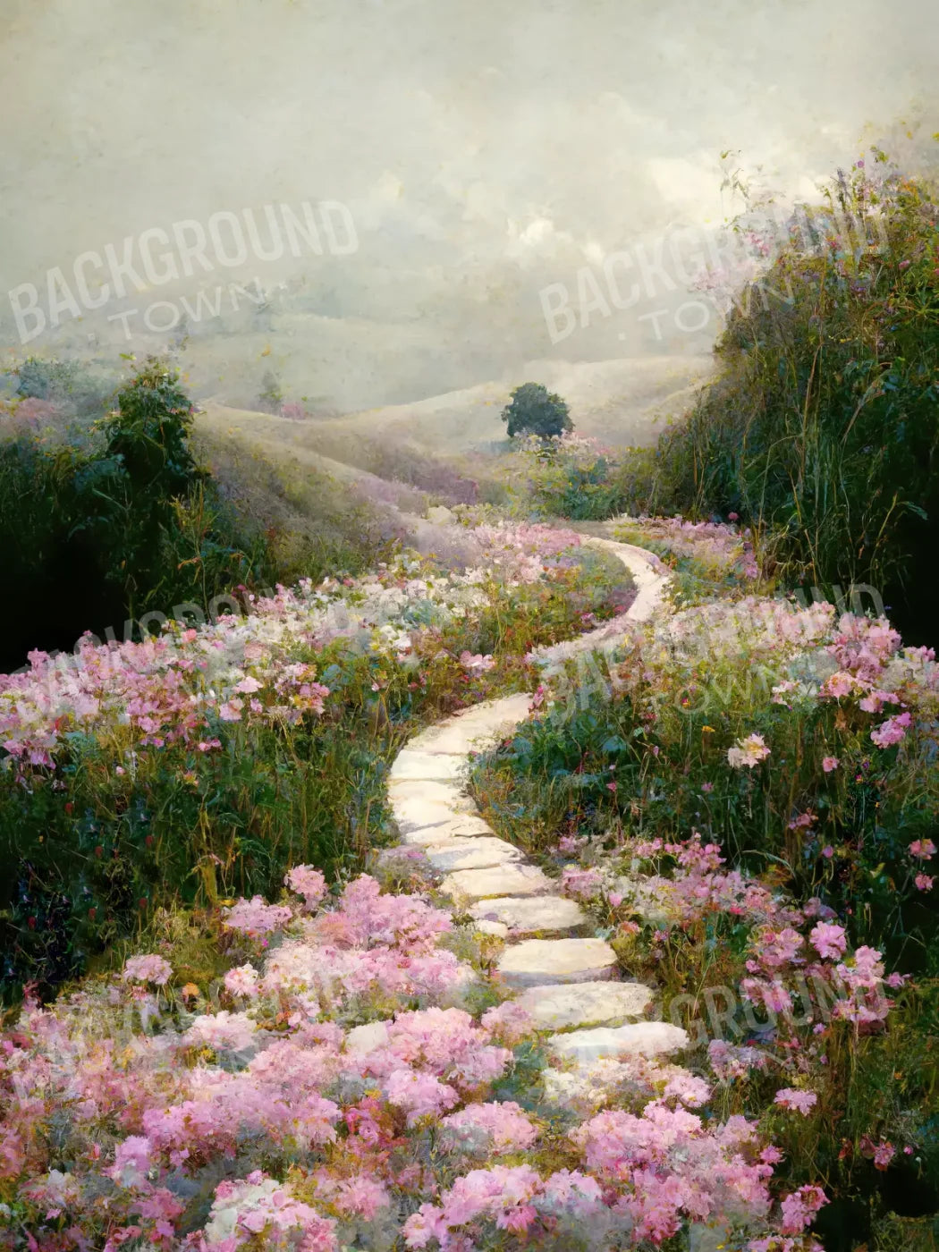 The Pathway In Pink 5X68 Fleece ( 60 X 80 Inch ) Backdrop