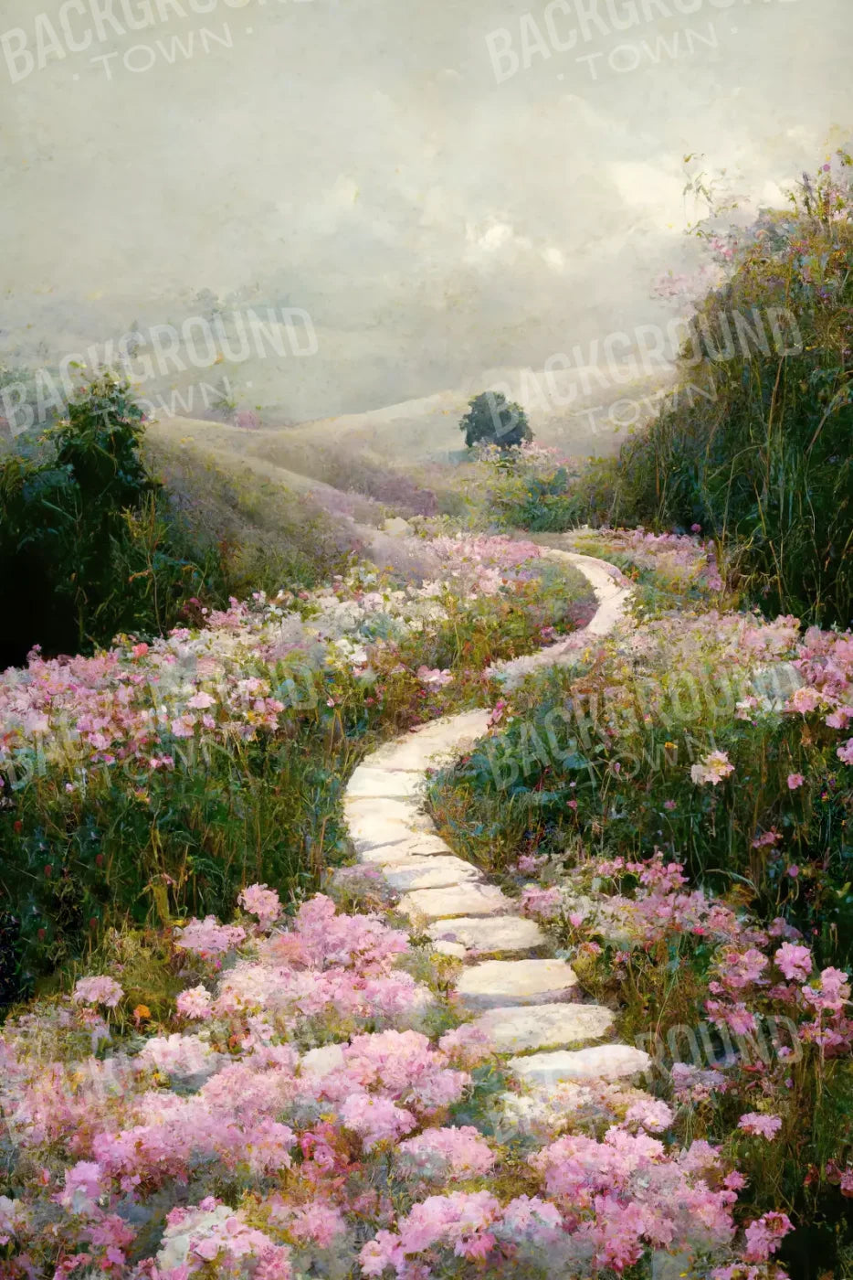 The Pathway In Pink 5X8 Ultracloth ( 60 X 96 Inch ) Backdrop