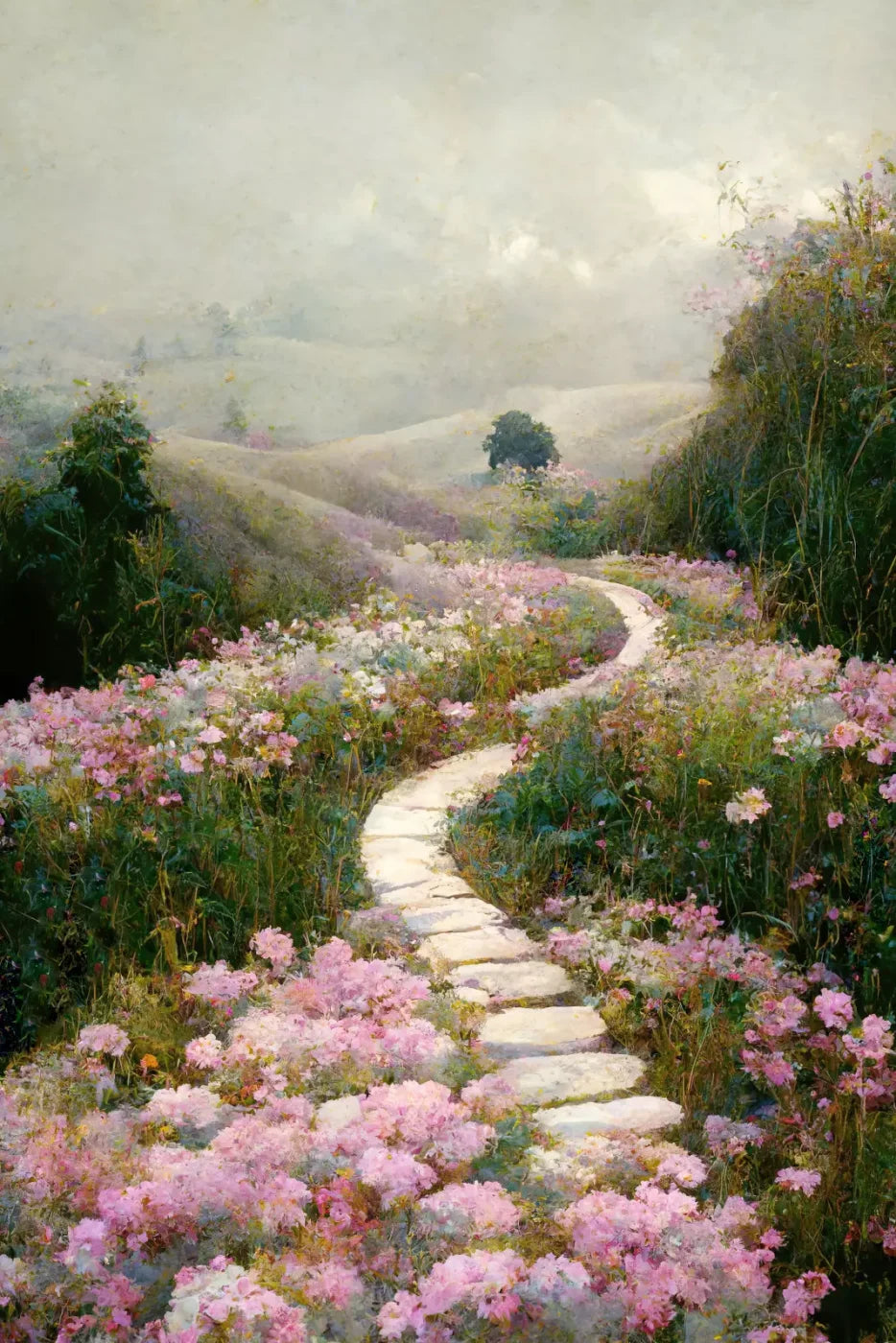 The Pathway In Pink 5X8 Ultracloth ( 60 X 96 Inch ) Backdrop